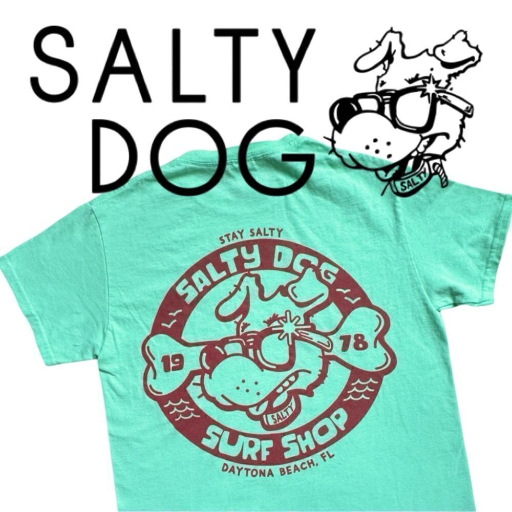 Salty Dog Surf Shop Daytona Beach Garment Dyed Short Sleeve Screen Print T-Shirt
